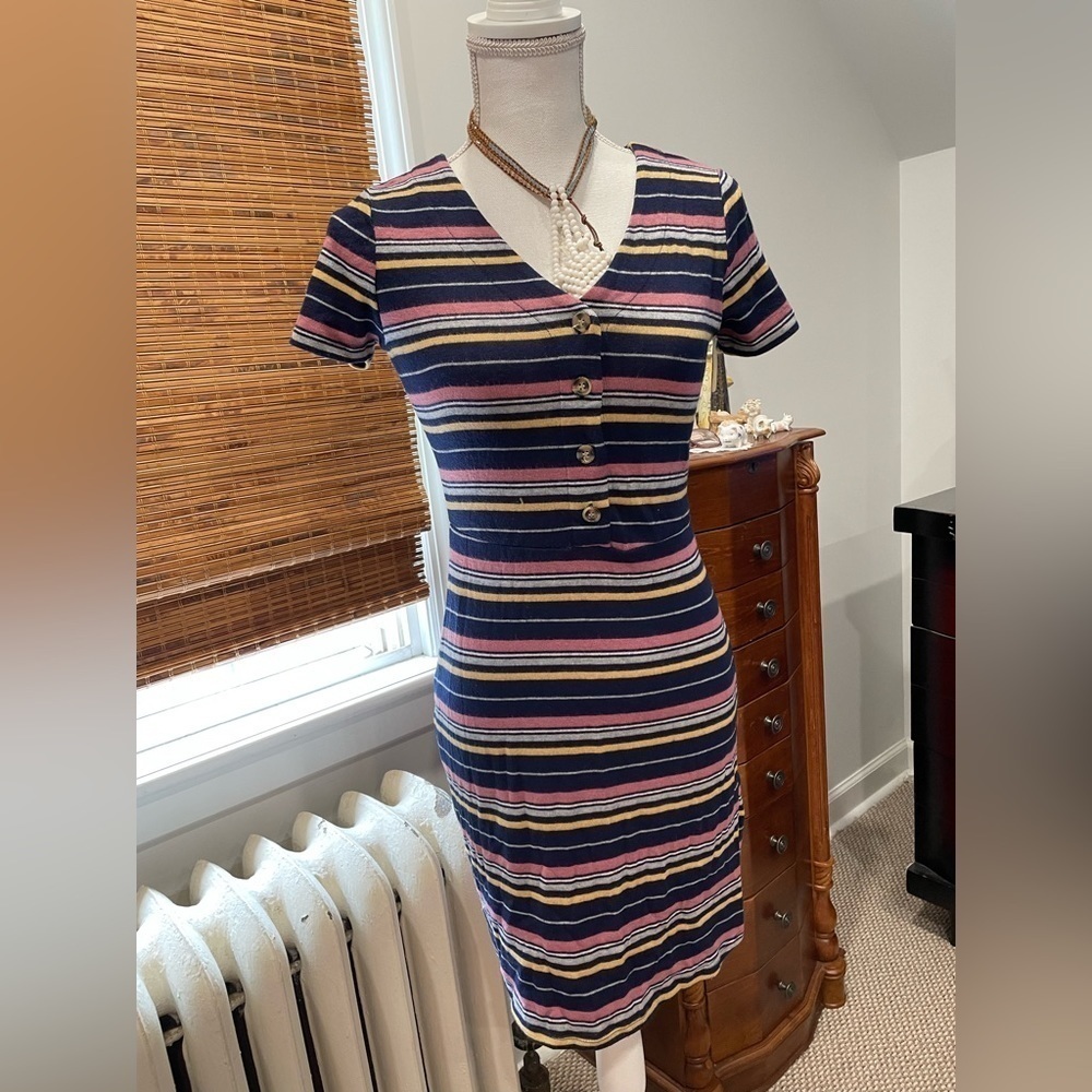 PINK ROSE STRIPED DRESS